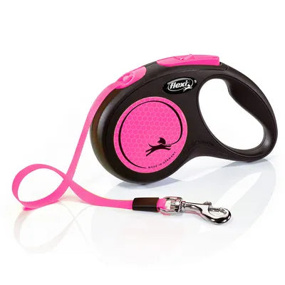 Flexi Black Design Szalagos Behúzható Póráz – Fekete/Pink, L, max. 50 kg (5 m)