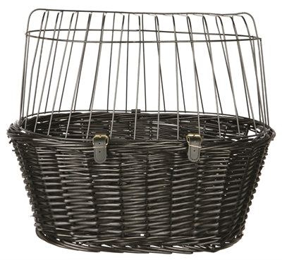 Trixie willow bike basket front black with cushion and hood-0