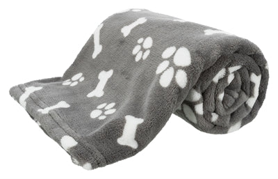 Trixie dog blanket kenny fleece bone paws gray-0