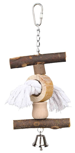 Trixie Toy Bark Wood and Rope with Ball-0