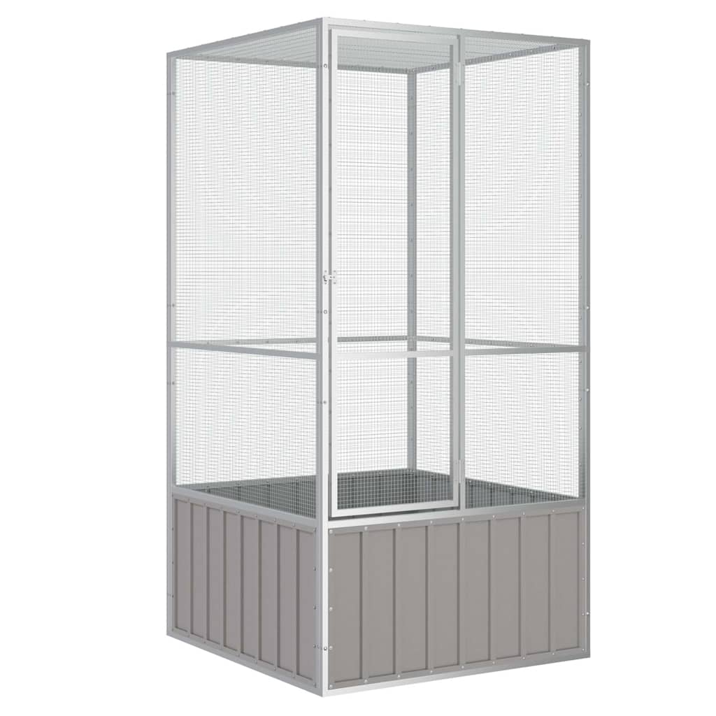 Vidaxl bird cage 111x107x211.5 cm galvanized steel gray-0