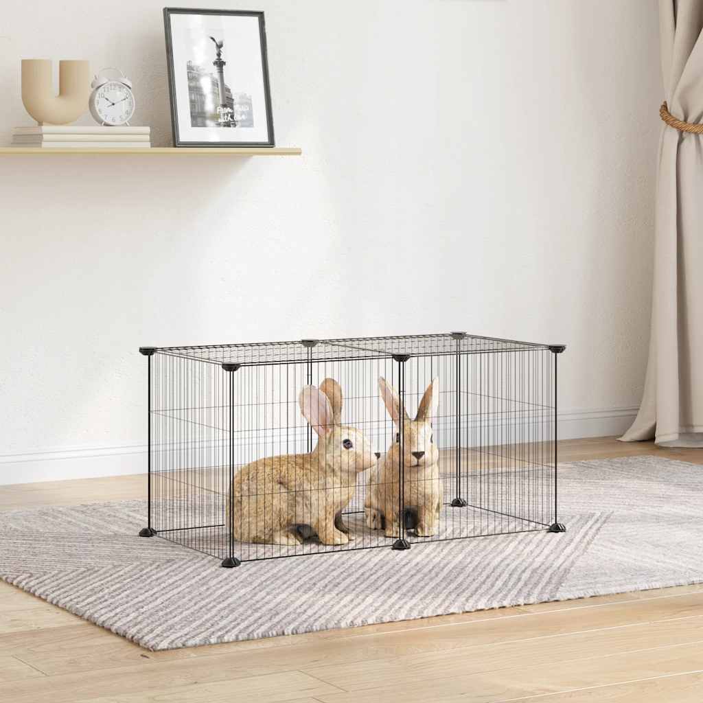 Vidaxl Pet Cage with 8 Panels 35x35 cm Steel Black-0