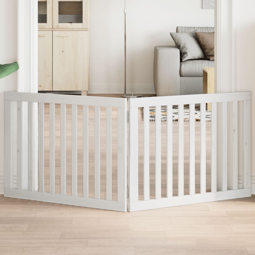 Vidaxx foldable dog gate 2 panels 160 cm poplar wood white-0
