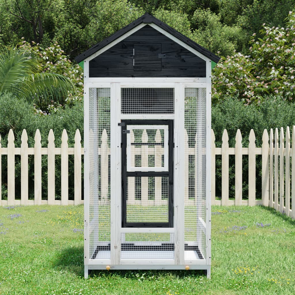 Vidaxl Aviary 91.5x53x170 cm Solid Pinewood Grey-0
