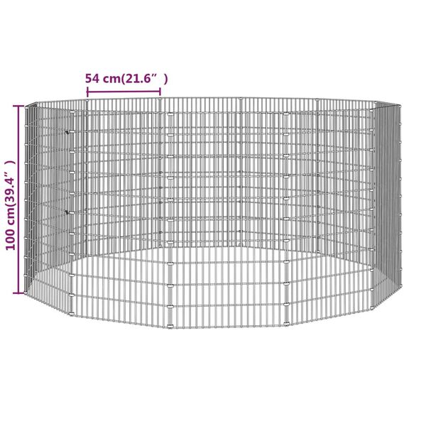 Szabadon Tartó Állatkifutó 12 Panellel 54x100 cm Horganyzott Vas