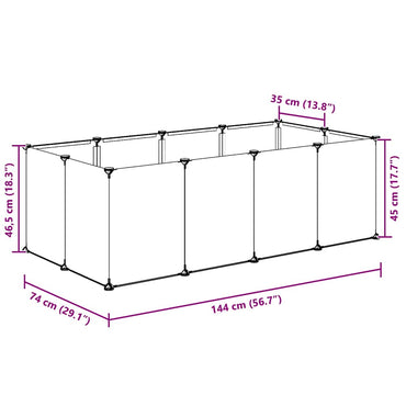 Kisállat Ketrec 144x74x46,5 cm Polipropilén és Acél Fekete