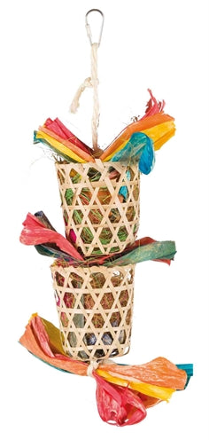 Trixie bird natural play toy on sisal cord palm leaf corn husk-0