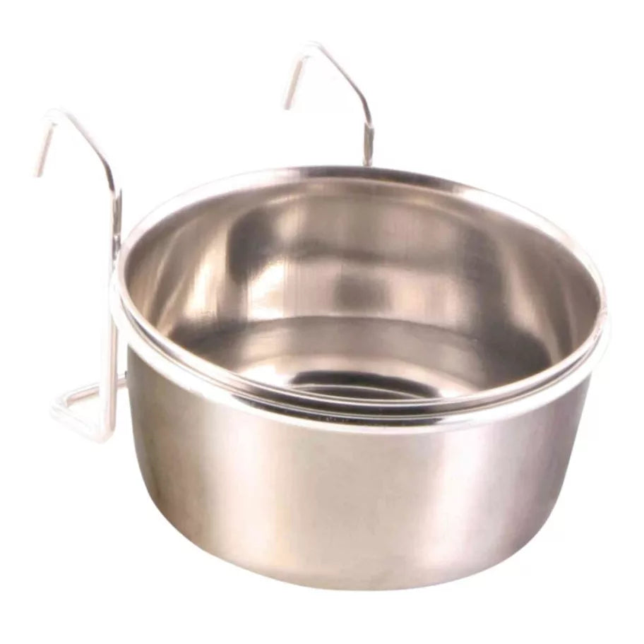 Trixie Rozsdamentes Acél Etető Tál Tartóval Rácsra Akasztható 300 ml / 9 cm