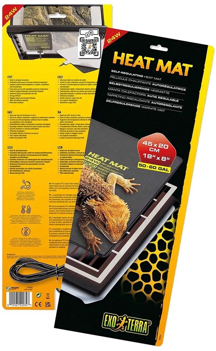 Exo Terra zelfregulerende warmtemat voor glazen terrariums | 8w 16w 24w 24 watt - 45x20cm-0