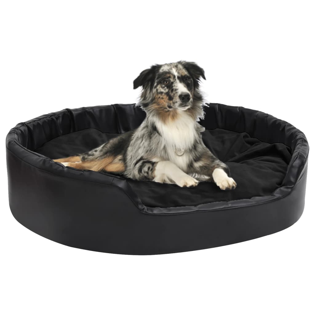 Vidaxl dog basket 99x89x21 cm plush and artificial leather black-0