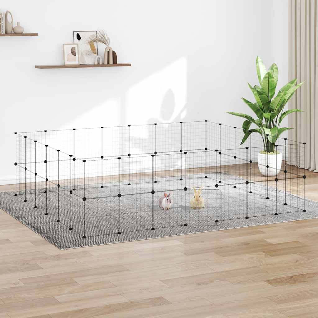 Vidaxl pet cage with door 52 panels 35x35 cm steel black-0