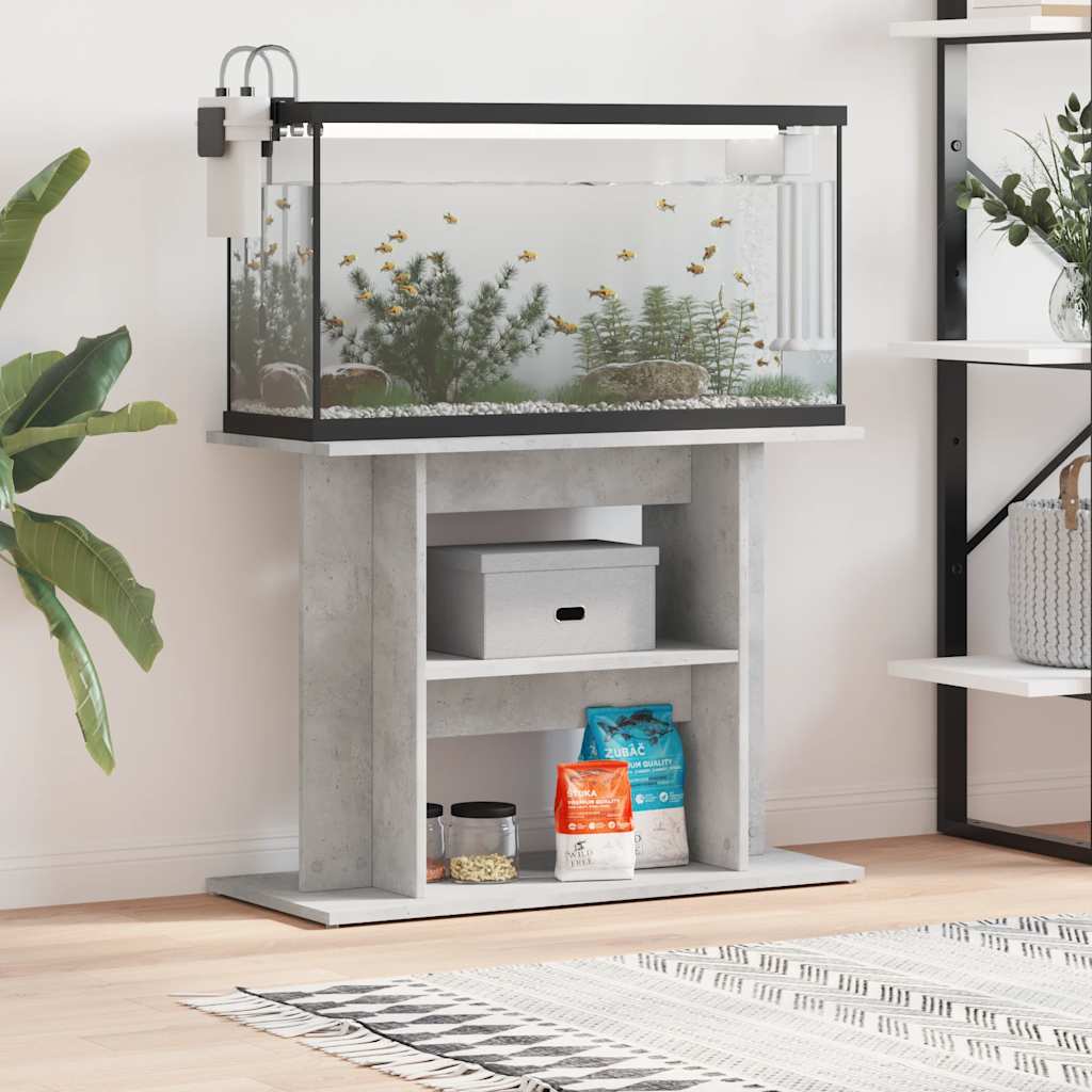 Vidaxl Aquarium Stand Concrete Grey 80x35x60 cm Engineered Wood-0