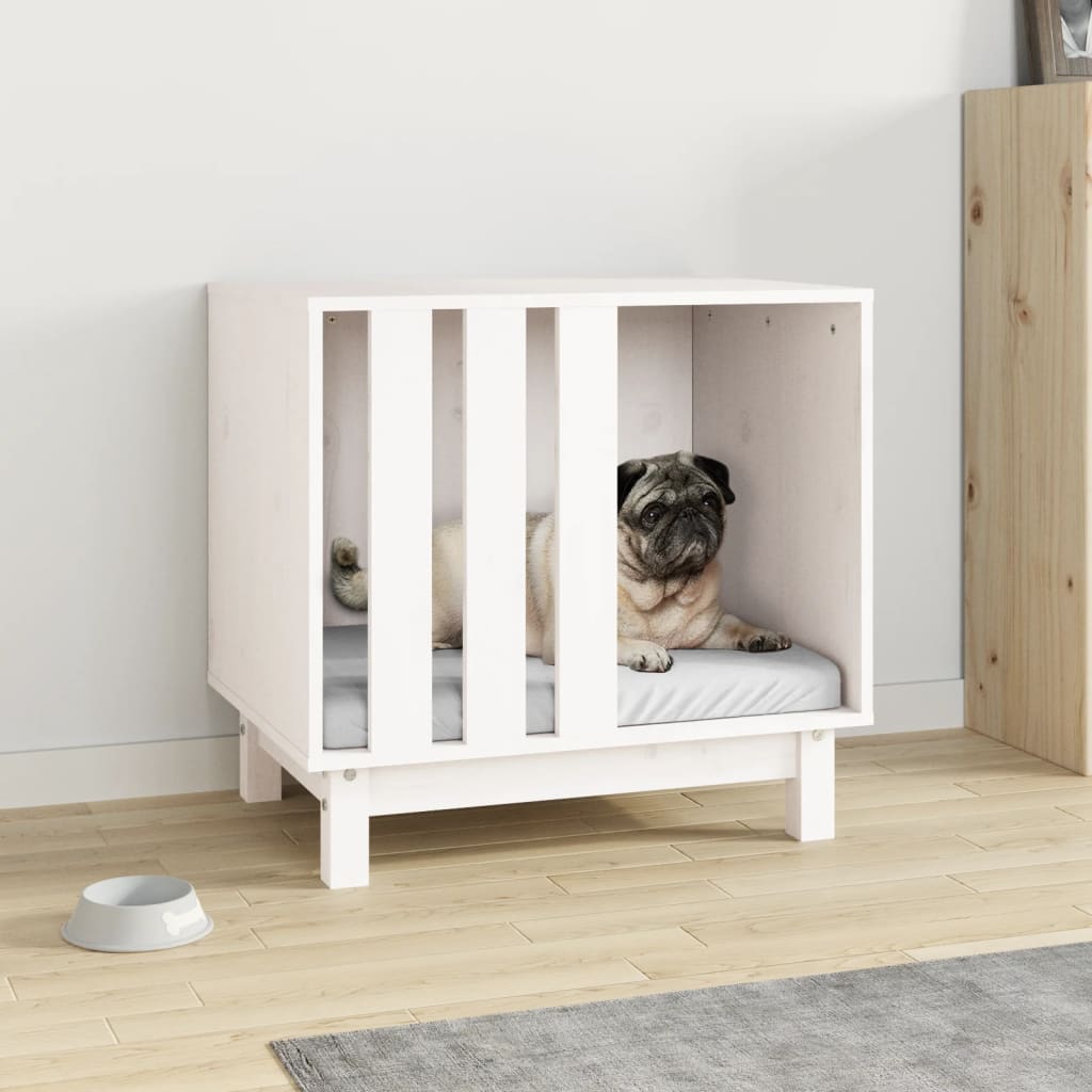 Vidaxl dog kennel 60x45x57 cm solid pine wood white-0