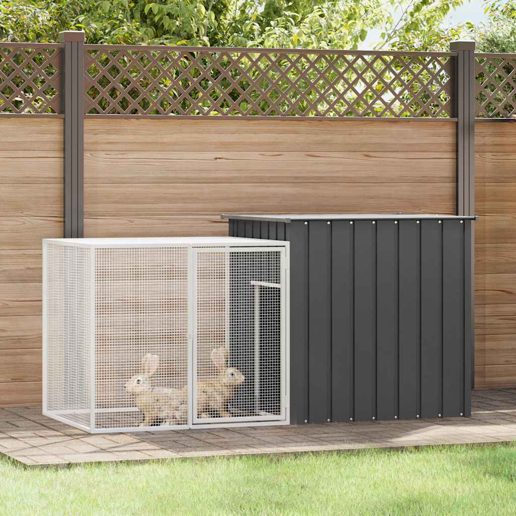 Vidaxl rabbit hutch 200x91x100 cm galvanized steel anthracite-colored-0