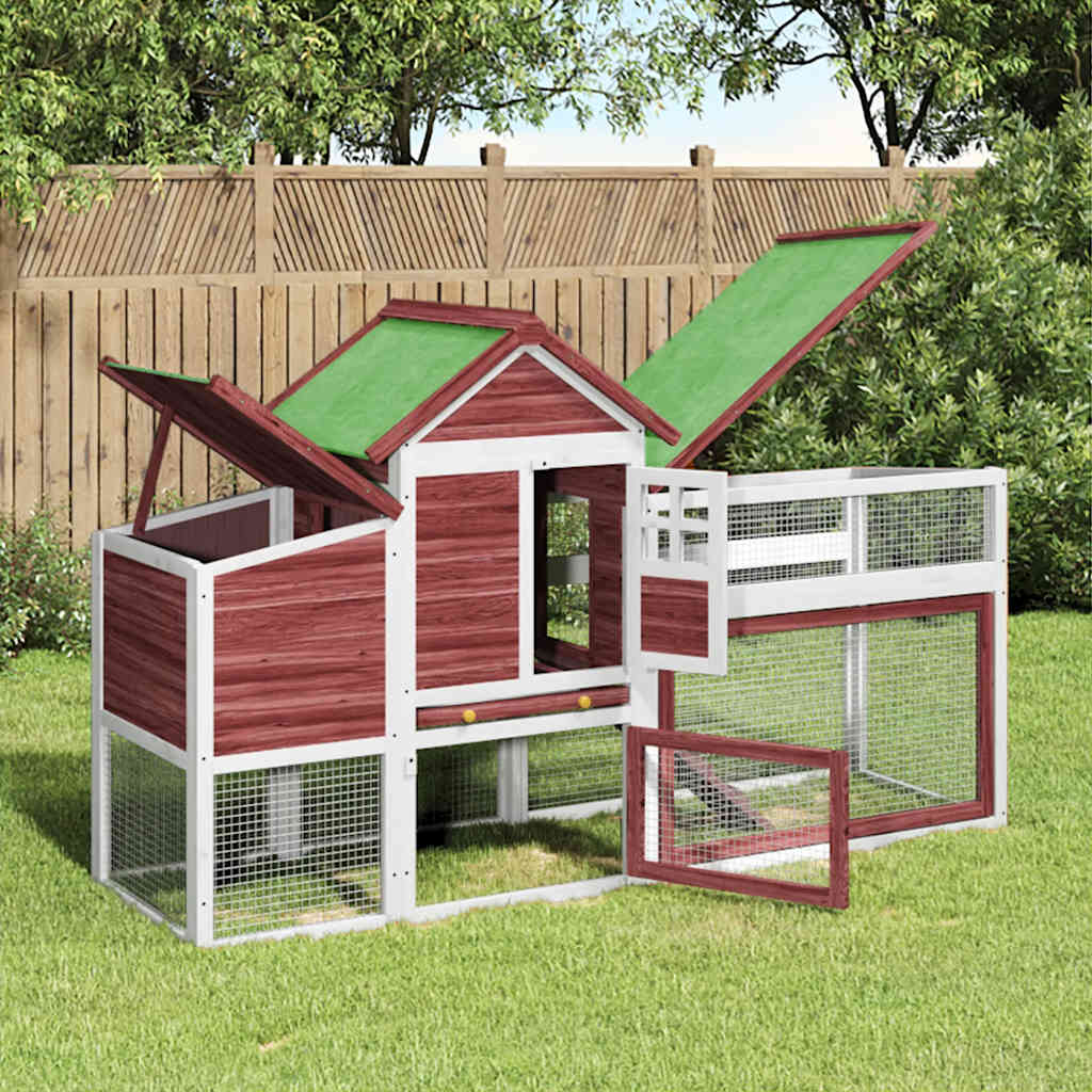 Vidaxl chicken coop 186.5x58.5x113 cm solid pine mocha-0