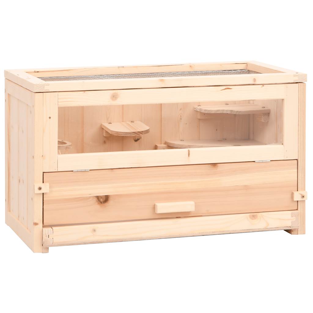 Vidaxl hamster cage 60x30x35 cm solid pine wood-0