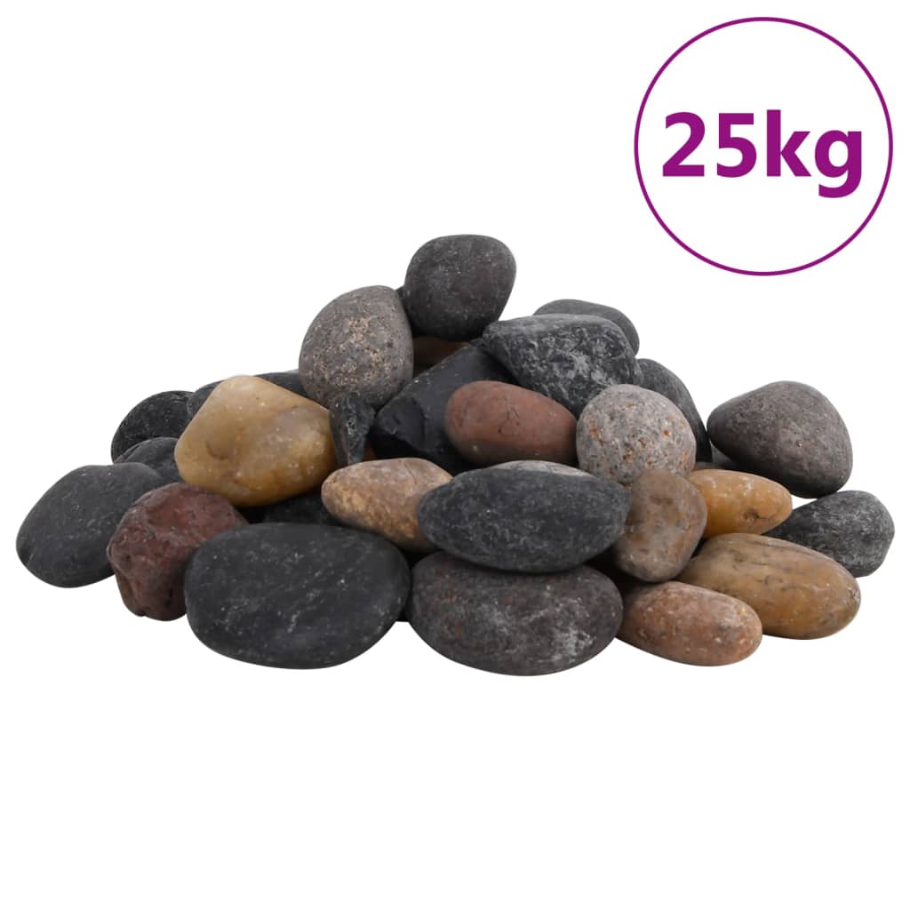 Vidaxl pebbles polished 5-8 cm 25 kg multi-colored-0