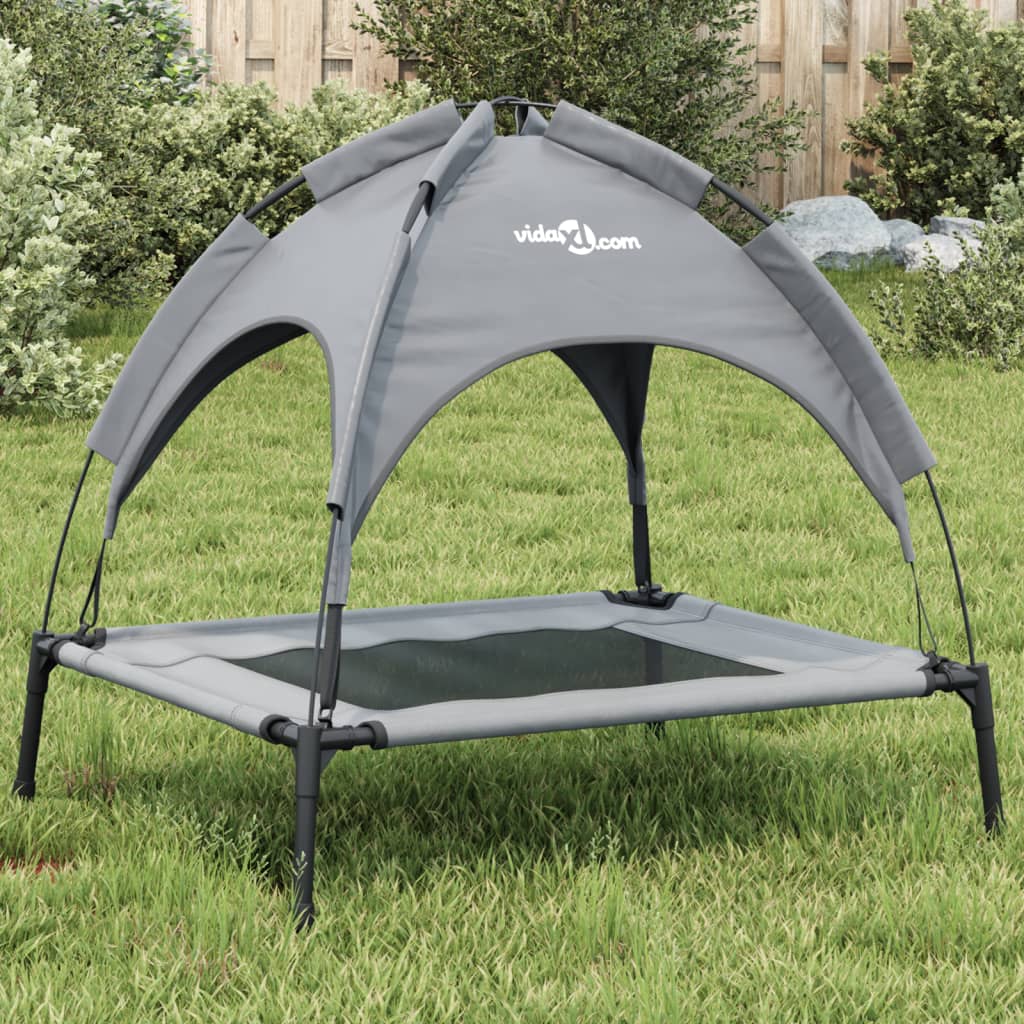 Vidaxl dog bed with canopy oxford fabric and steel anthracite-0