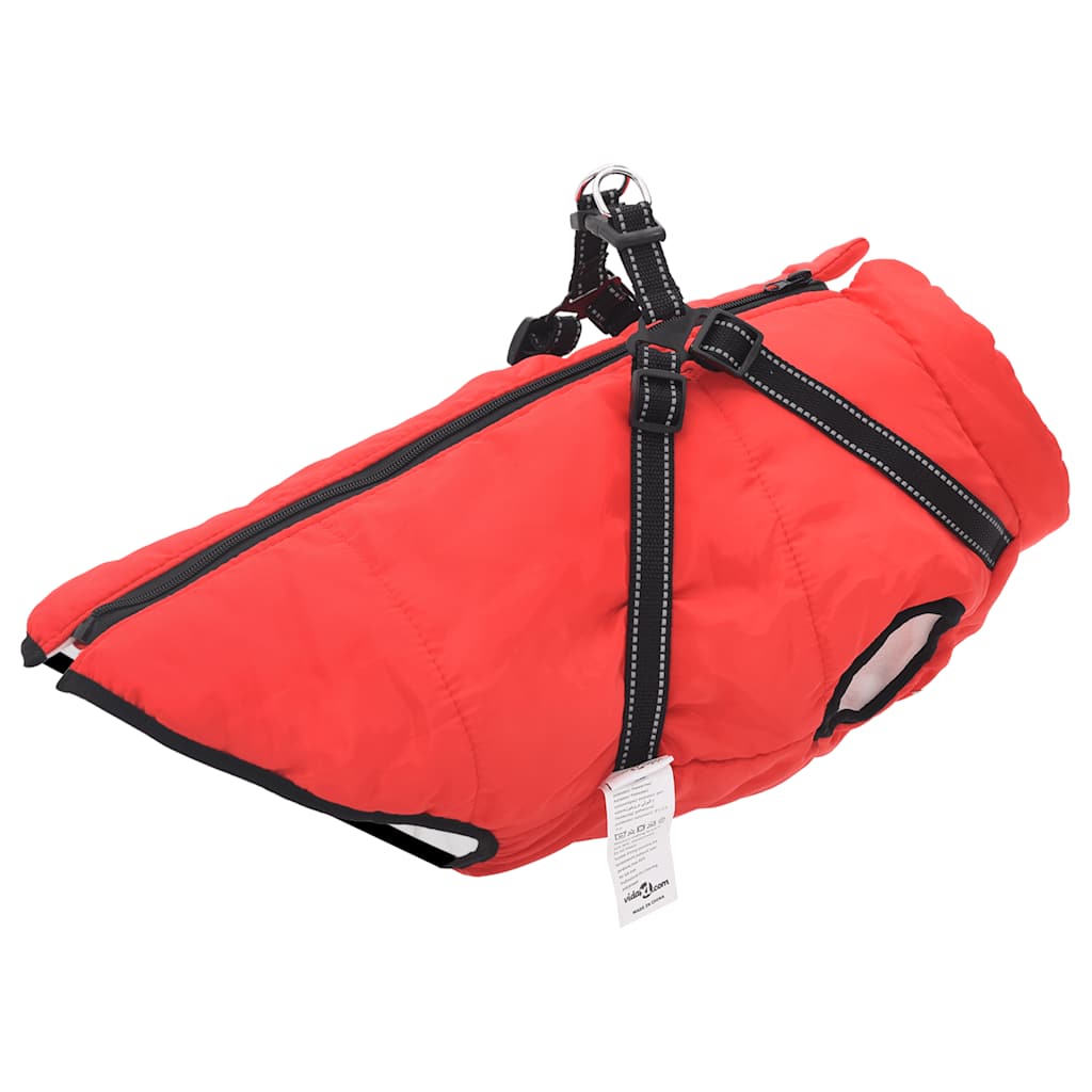 VidaXL dog coat with harness waterproof reflective red l68-0