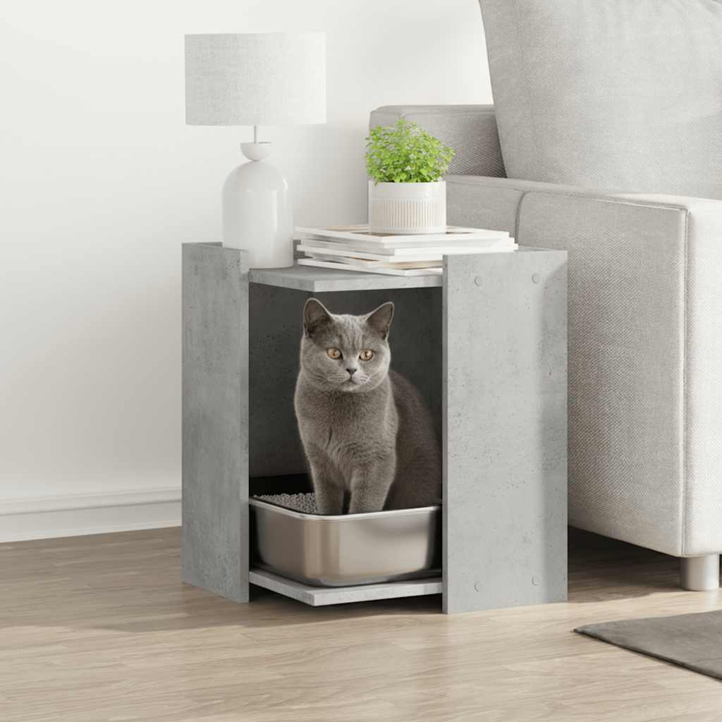 Vidaxxl cat litter cabinet 42x42x51 cm engineered wood concrete gray-0