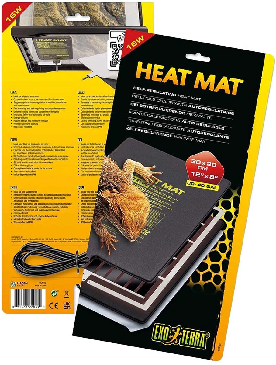 Exo Terra zelfregulerende warmtemat voor glazen terrariums | 8w 16w 24w 16 watt - 30x20cm-0