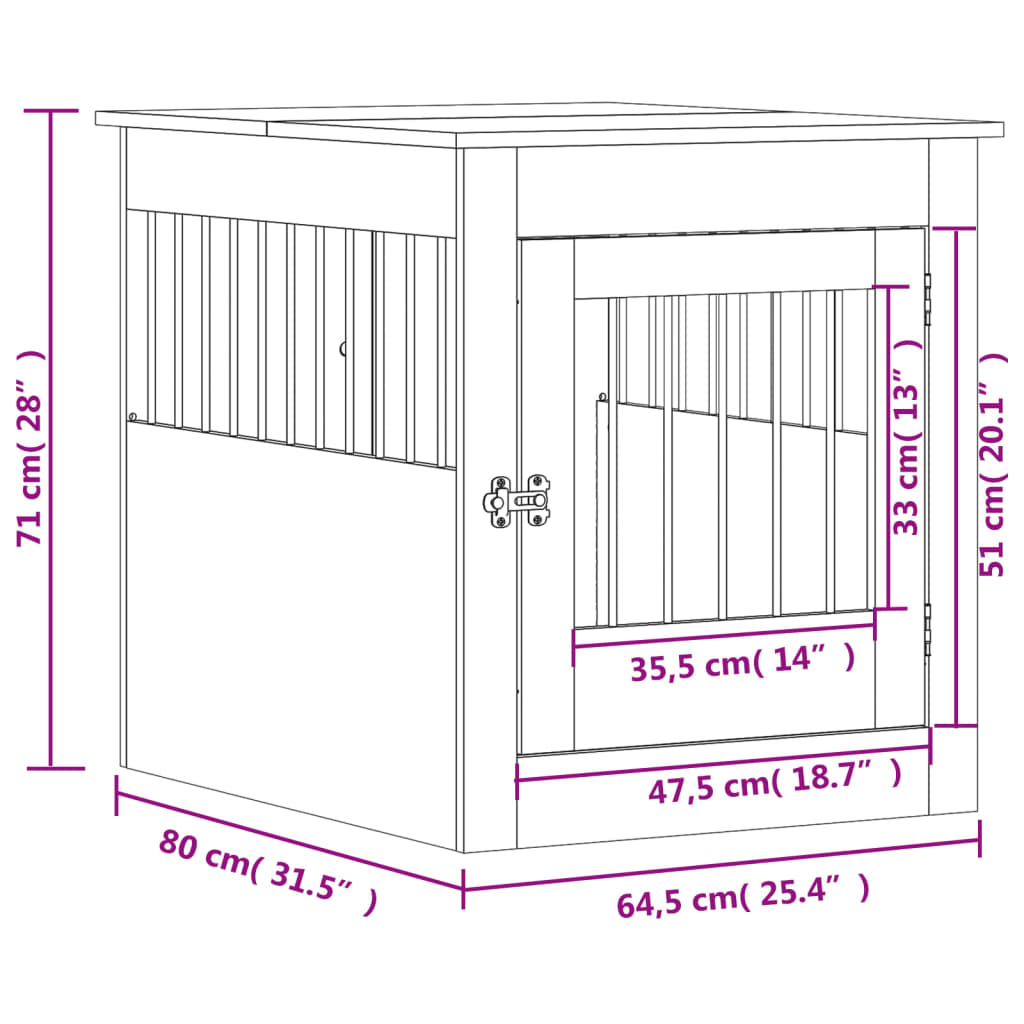 Állatbox 64.5x80x71 cm forgácslap fehér