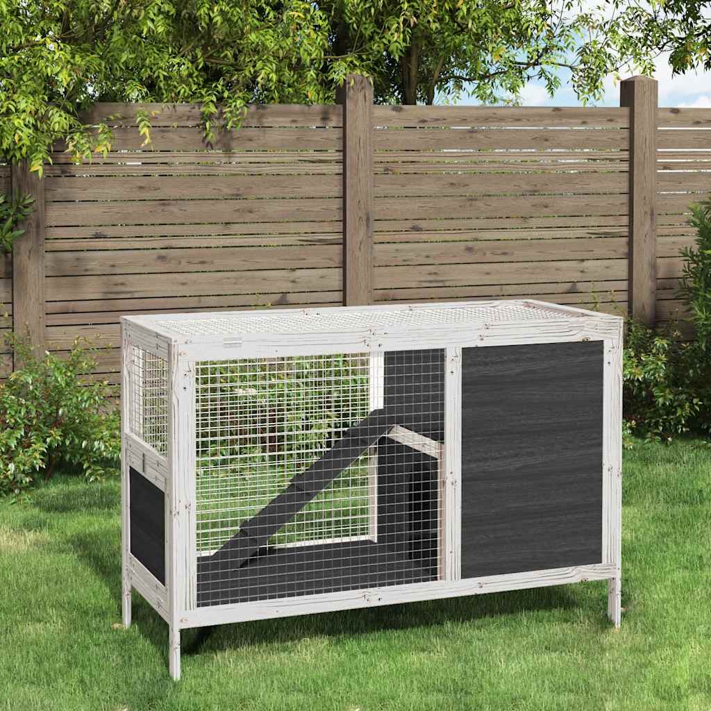 Ketrec 103x44x69,5 cm Tömör Fenyőfa Szürke