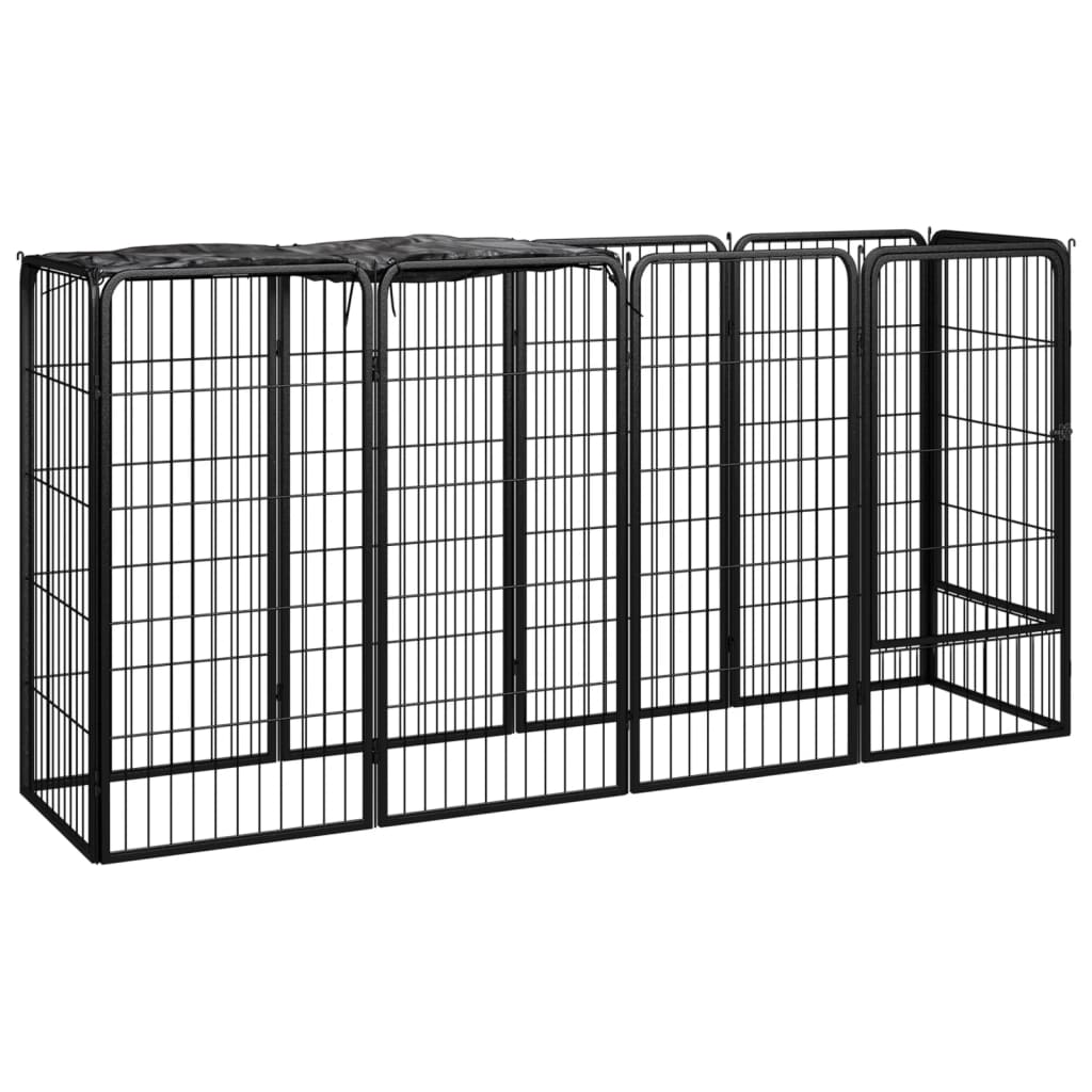 Kutya kenel 10 panel 50x100 cm porlakk-bevonatú acél fekete