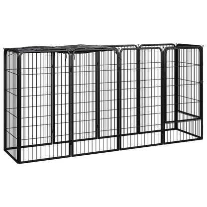 Kutya kenel 10 panel 50x100 cm porlakk-bevonatú acél fekete