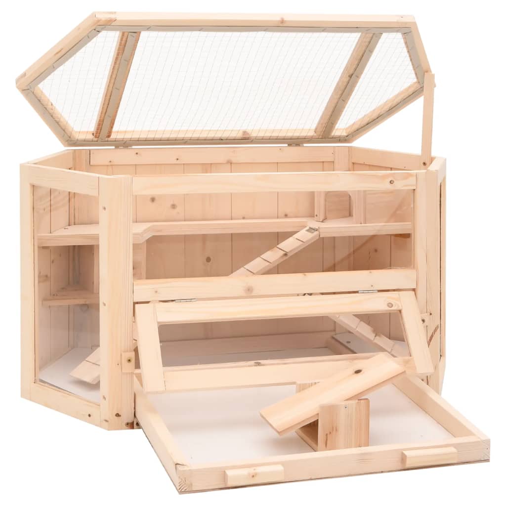 Hörcsögketrec 80x40x43 cm Tömör Fenyőfa