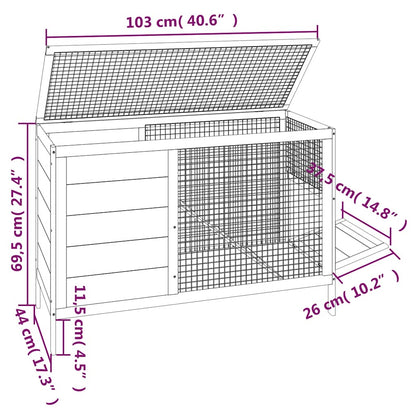 Ketrec 103x44x69,5 cm Tömör Fenyőfa Szürke