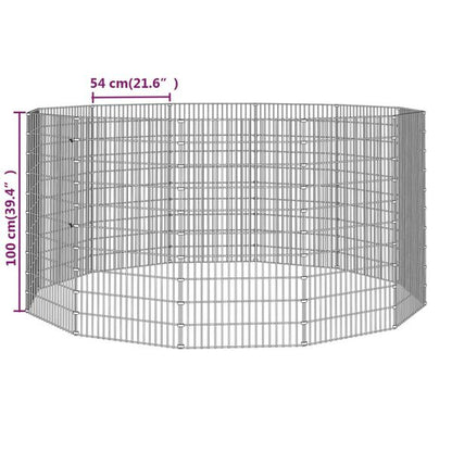 Szabadon Tartó Állatkifutó 12 Panellel 54x100 cm Horganyzott Vas