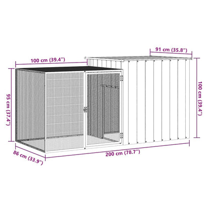 Ketrec 200x91x100 cm Horganyzott Acél Antracit