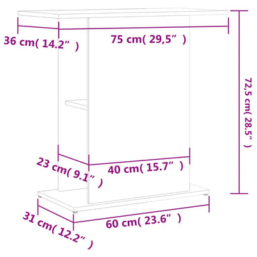 Akvárium alapállvány fehér 75x36x72,5 cm forgácslap