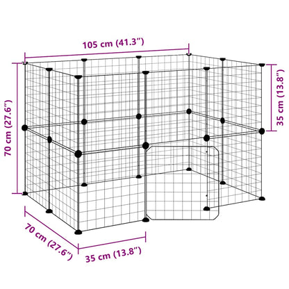 Kisállat Ketrec Ajtóval 20 Panellel 35x35 cm Acél Fekete