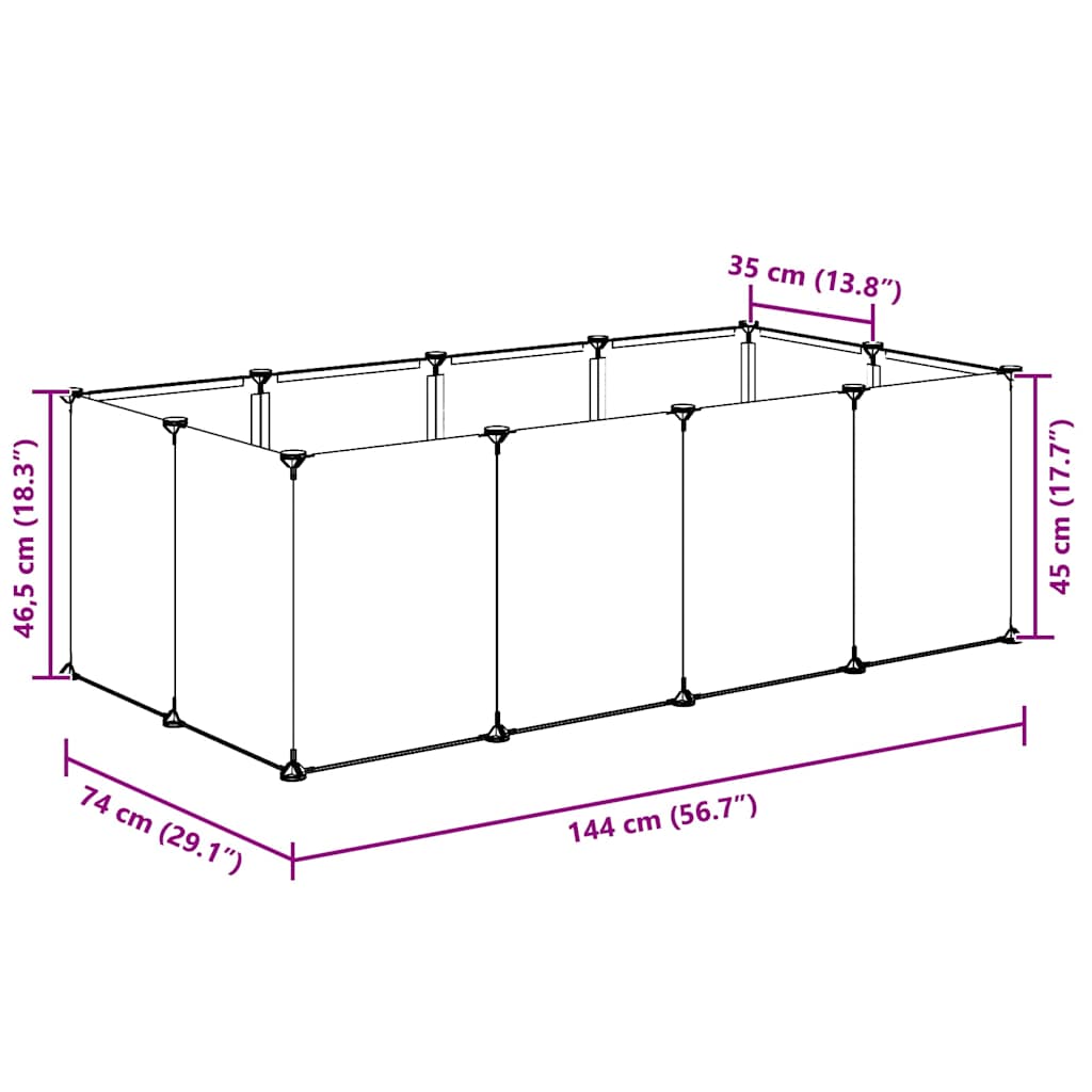 Kisállat Ketrec 144x74x46,5 cm Polipropilén és Acél Átlátszó