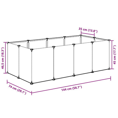 Kisállat Ketrec 144x74x46,5 cm Polipropilén és Acél Átlátszó